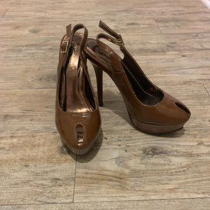 Brown Patent Leather Stiletto Pumps 8